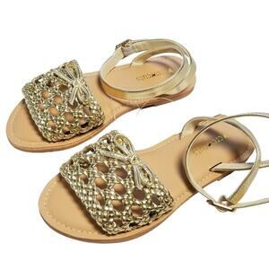 J. Crew‎ Crewcuts Girls Open Weave Sandals Size K3 Metallic Gold Multi NWT BY295